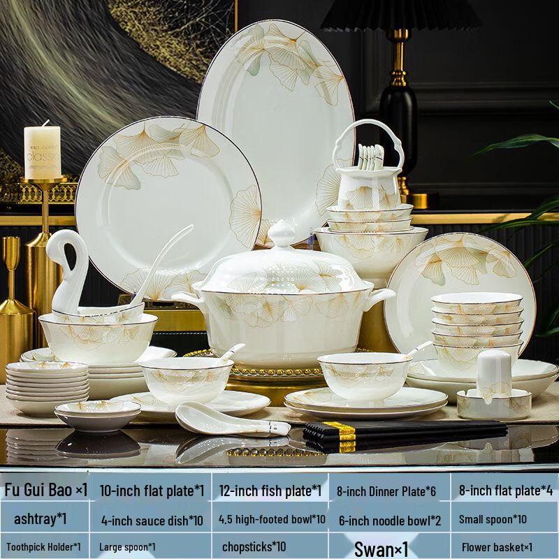 Xuankunpai Jingdezhen Light Luxury Ceramic Dinnerware Set