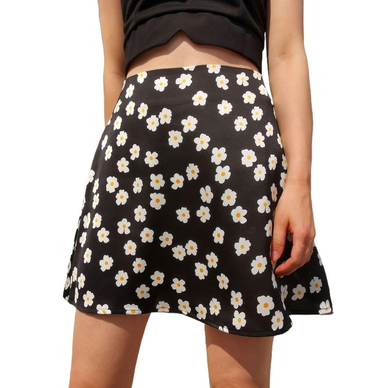 Leopard Floral High Waist Zip Skirt Women's Leopard Print Floral High Waist Zip Skirt