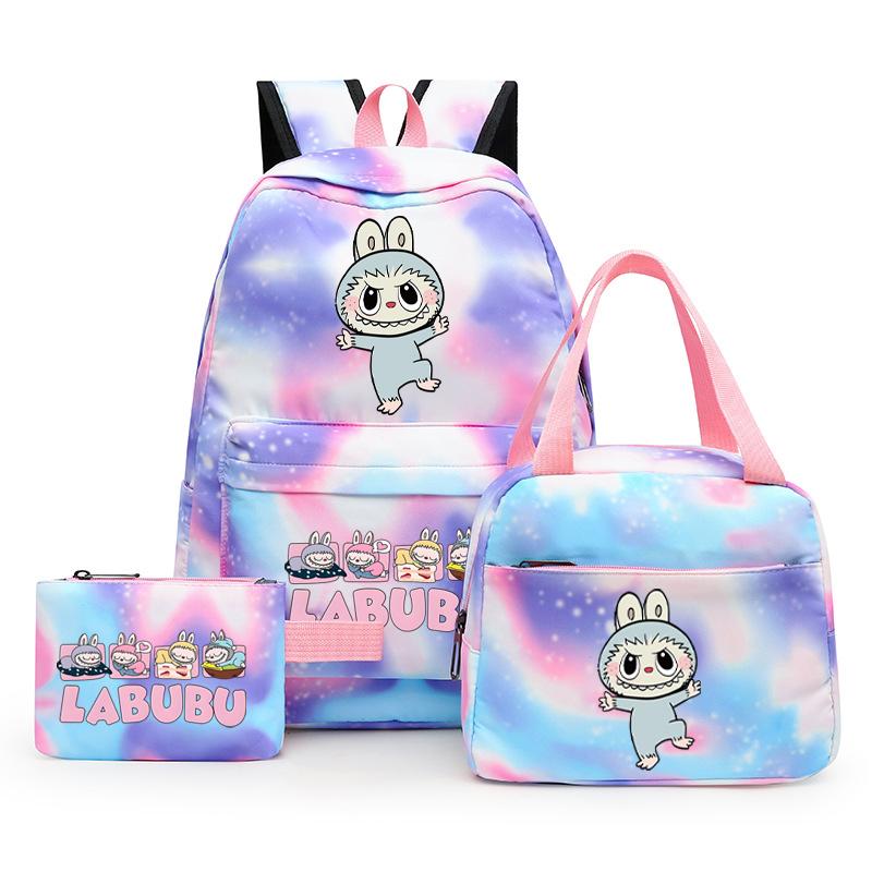 3Pcs/set  Printed Backpack with Lunch Bag Pencil Case Boy Girl Knapsack Teenage Student Large Capacity Colorful Bookbag