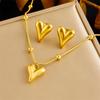 DIEYURO 316L Stainless Steel Simple Elegant Heart Necklace Earrings Bracelet Set Womens New Trend Love Series Jewelry Gift Sets