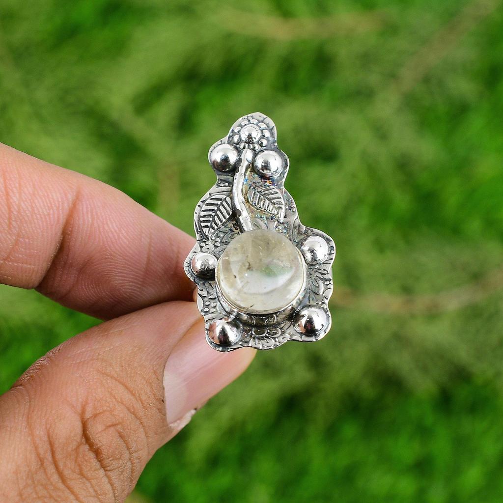 Moonstone Stone Birthday Flower June Stackable Wife Ring Jewelry Sterling Silver