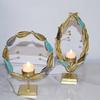 Candle Holder Metal Candlestick Elliptical Leaves Shape Candleholder for Indoor Decoration Candle Stand