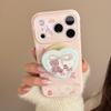 Cute Pink Bear Heart-Shaped Magnetic Stand and Bear Phone Case for iPhone 16, iPhone 17, and iPhone 17 Pro Max