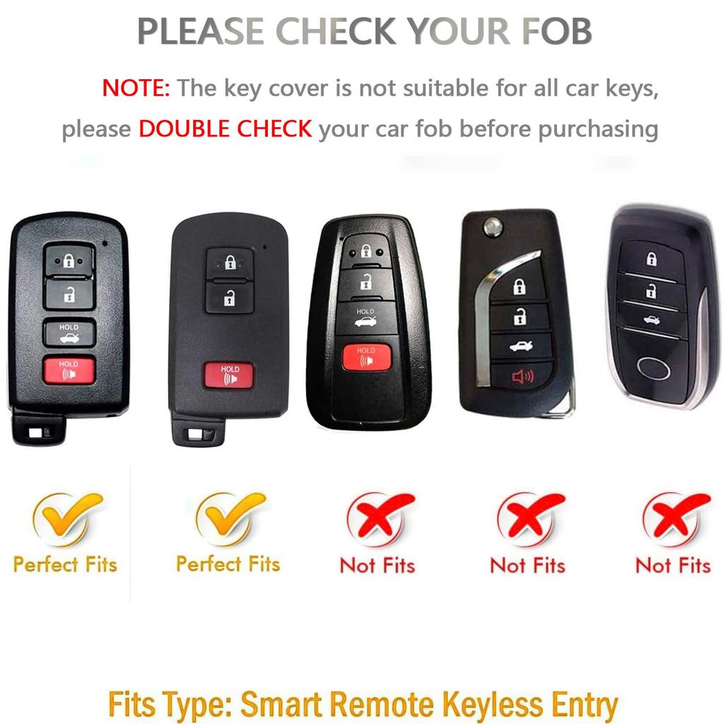 Key Fob Case Cover Holder Keychain for Toyota Tundra Tocoma Sequoia 4Runner Highlander RAV4 Camry Corolla Avalon 4 Buttons
