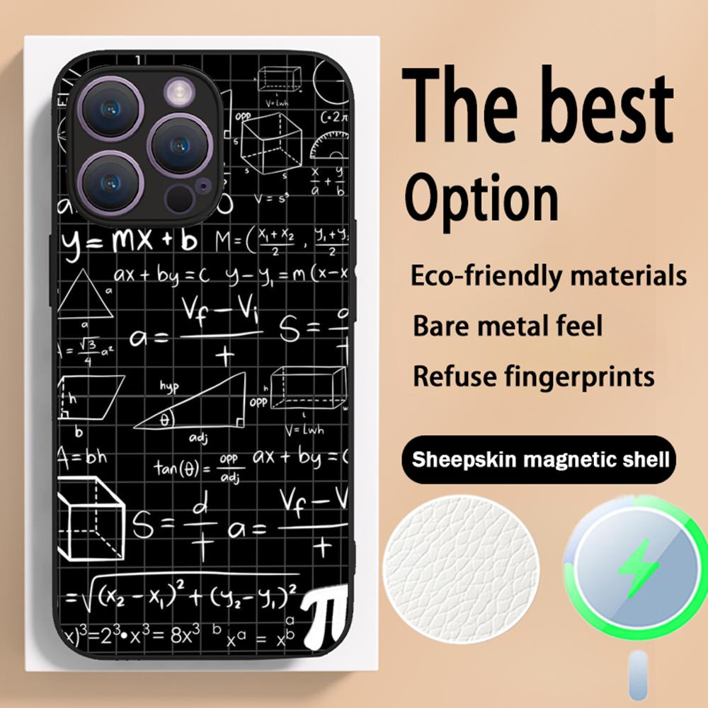 Cool formula equation cool pattern Phone Case For iPhone 16 15 14 13 12 11 Plus Pro Max High-end Luxury Magsafe Sheepskin