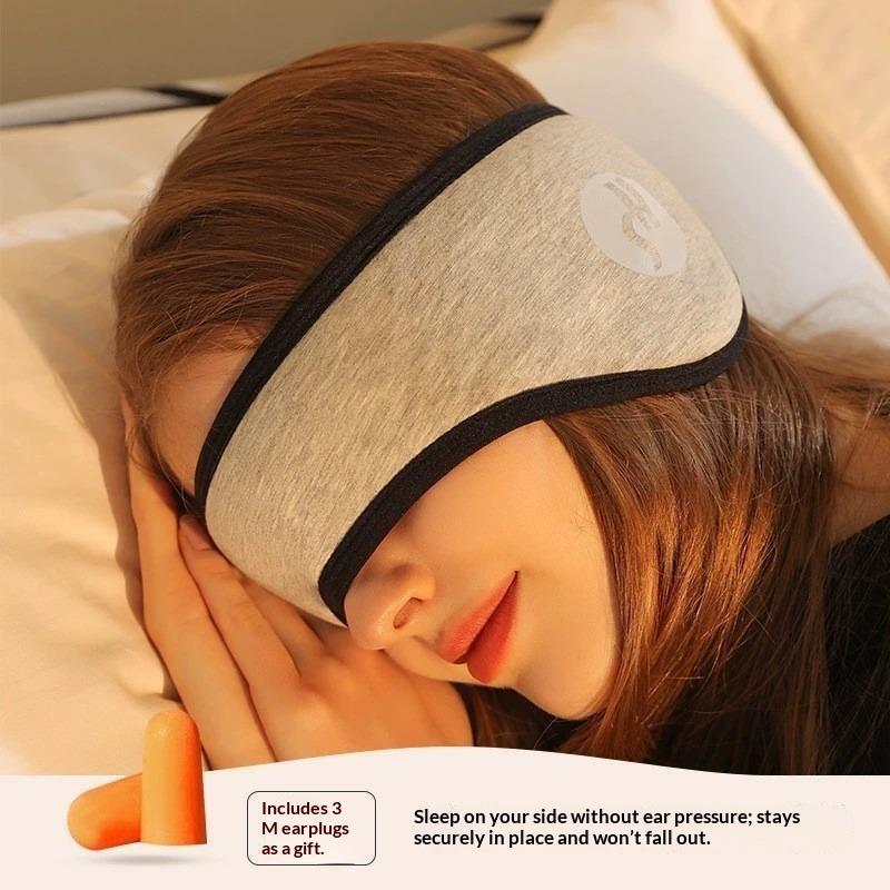 Soft Adjustable Sleep Mask With Ear Covers Noise Cancelling Eye & Ear Protection For Travel Snoring Lightweight For Home