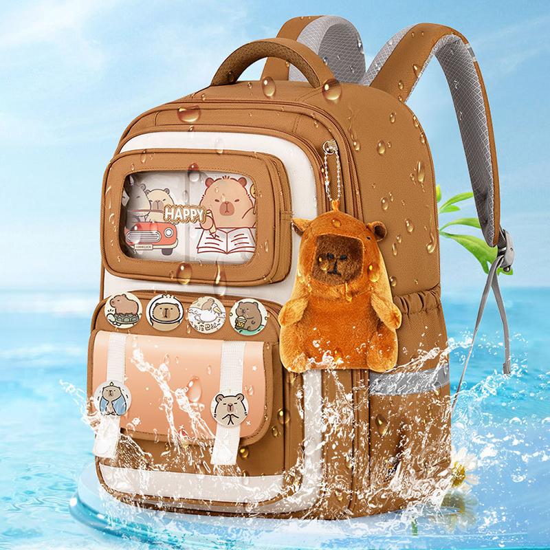 Shool Backapck 10pcs Sets Bag LABUBU Schoolbag Children's Primary School Students Grade 1-6 Backpack To Reduce The Burden On The Backpack