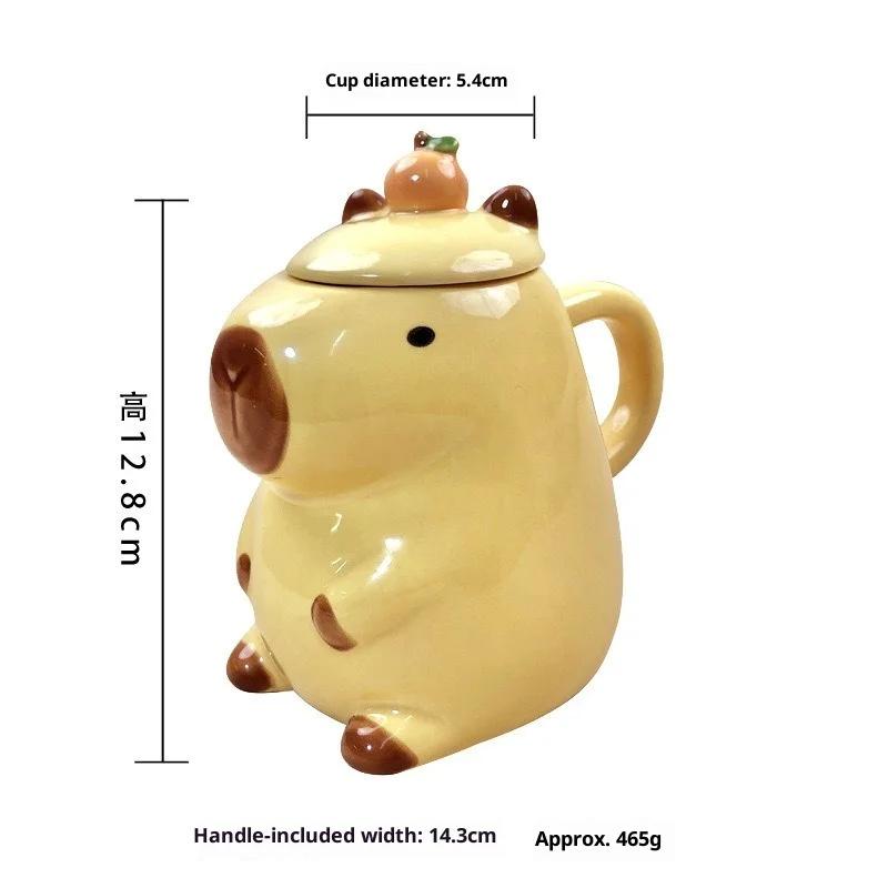 Cute Large Capacity Capybara Ceramic Mug Coffee Cup for Office Home Use Kawaii Water Cup Drinking Gift for Christmas Birthday