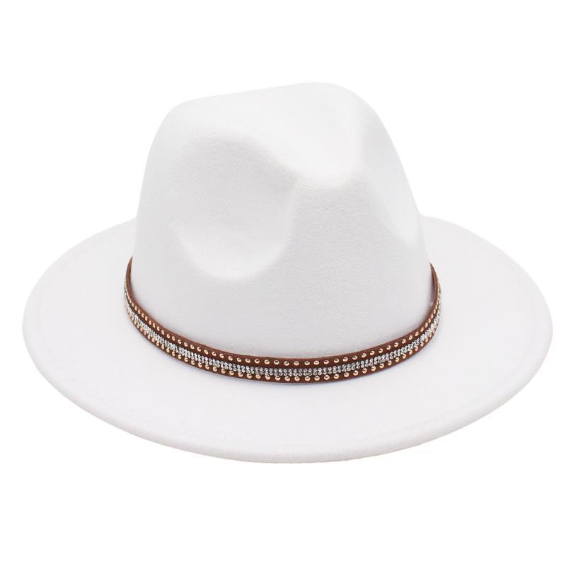 Tibetan Style Top Hat Temperament Jazz Hat British Elegant Felt Hat Big Brim Rivet Woolen Hat Men And Women