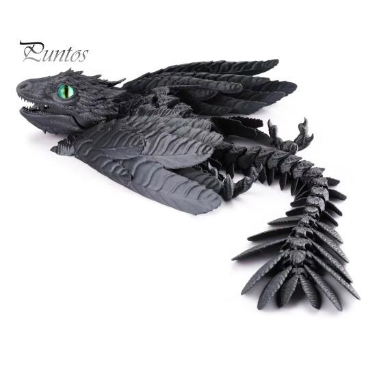 3D Printed Feather Dragon Figurine Movable Joints Flying Dragon Figure Articulated Winged Dragon Model Toy Home Office Desktop Decoration Ornament