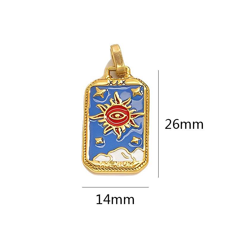 mysterious Personality Tarot card charm for women Oil-Dripping Stainless Steel Gold Color Pendant DIY Making Jewelry Accessories