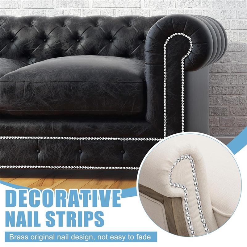 10Pcs 1Meters Decorative Nail Strips Trim Strip Upholstery Tacks For Sofa Headboard Chair Furniture Silver argento