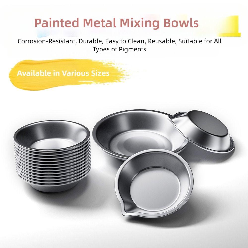 6pcs Multi-Purpose Stainless Steel Color Palette Corrosion-resistant DIY Coloring Tool Oil Paint Mixed Tray Color Mixer