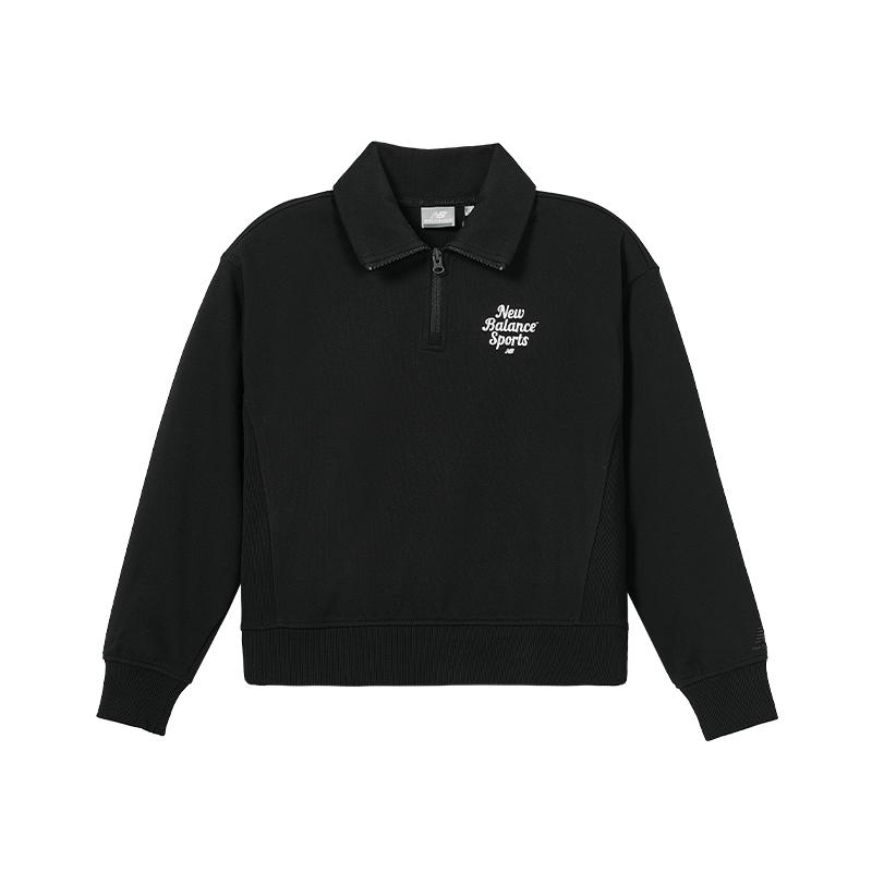 New Balance Sweatshirts Women s 5CD38292 BK Lapel Moderate Regular NC5CD38292 S
