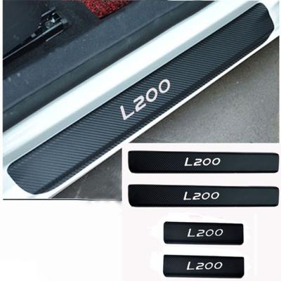 4pcs X Car Door Sill Protector Sticker Carbon Fiber Vinyl Sticker for L200