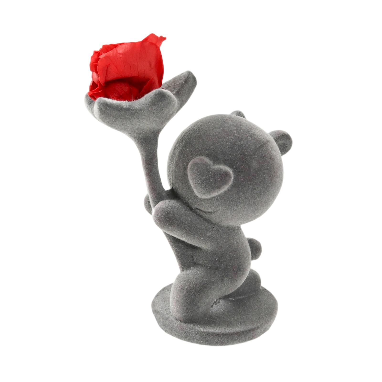 

Valentine s Day Bear Figurine | Decorative Animal Art Flocked Desktop Ornament One Size