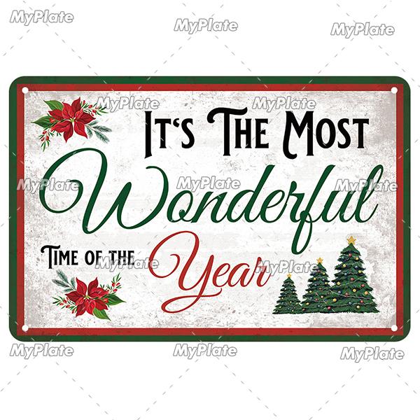 [MyPlate] Christmas Metal Sign Vintage Tin Sign Bar Decorative Plaque Home Decor Bar Wall Sticker Party Poster Gift