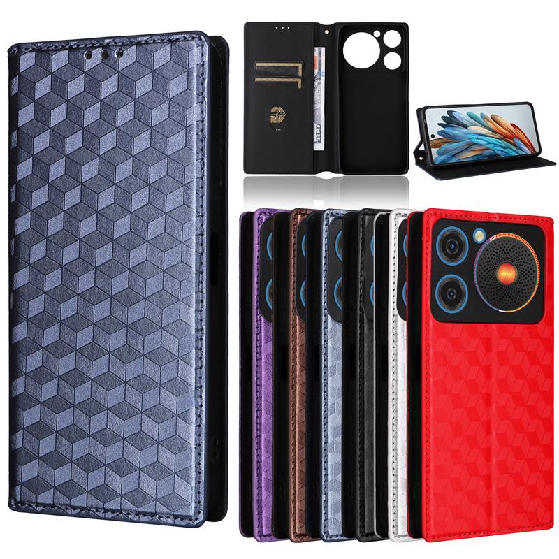 ZTE Nubia Musik Handyhülle mit Kartenfach: Leder mit 3D-Textur, Magnetischer Klappdeckel
