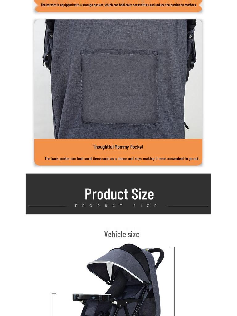 Huaying Lightweight Baby Stroller: One-Hand Foldable, Reclining, Shockproof, Portable Design