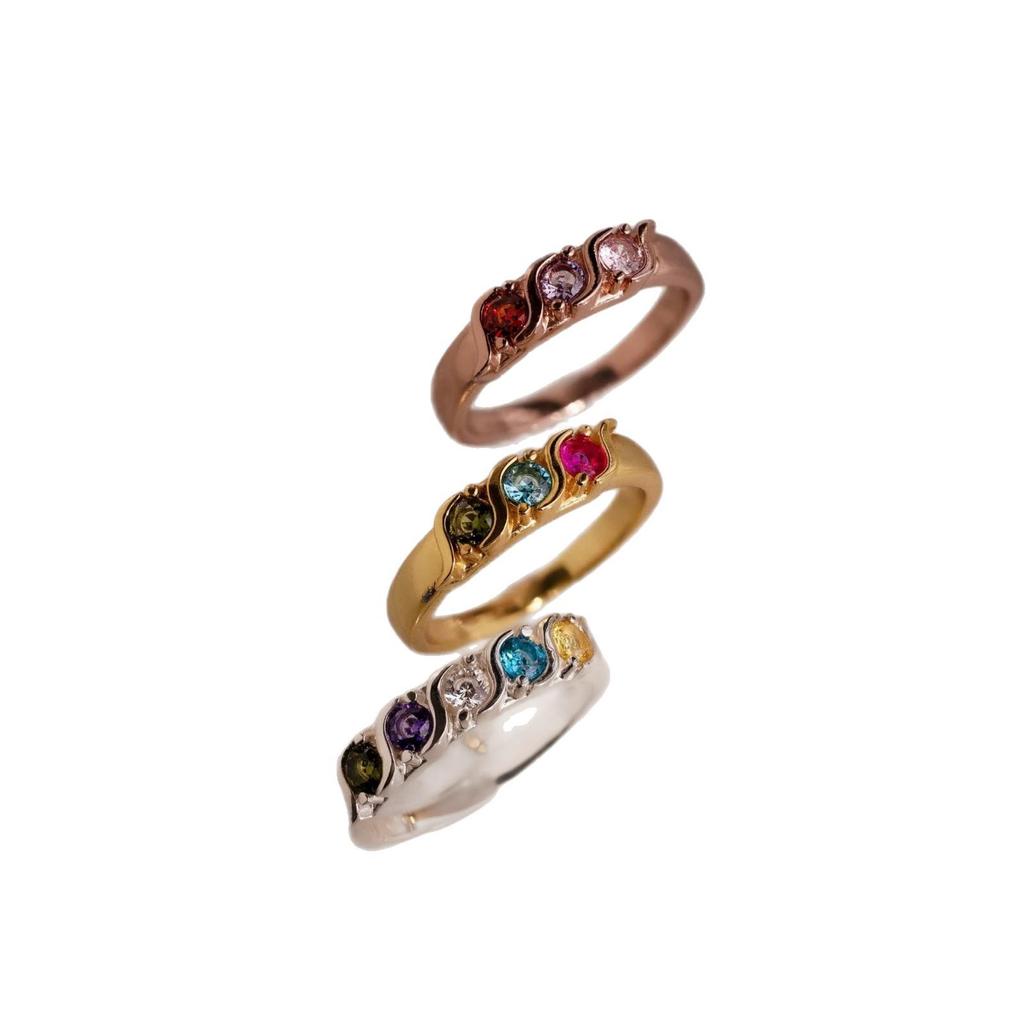 Colorful Zirconia Personalized Fashion Ring with Maillard Accents and December Birthstone
