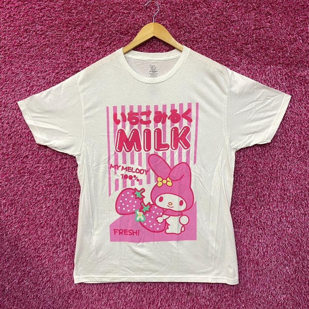 My Melody Strawberry Milk Carton 100% Cotton T-shirt Mens Tees Top