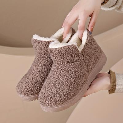 Women's Slip-On Winter Boots Thick Insulated Cold Weather Shoes with Non-Slip Rubber Sole Cozy Indoor/Outdoor House Shoes