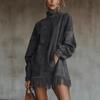 2026 Vintage Style High-Neck Suede Tassel Dress with Pockets