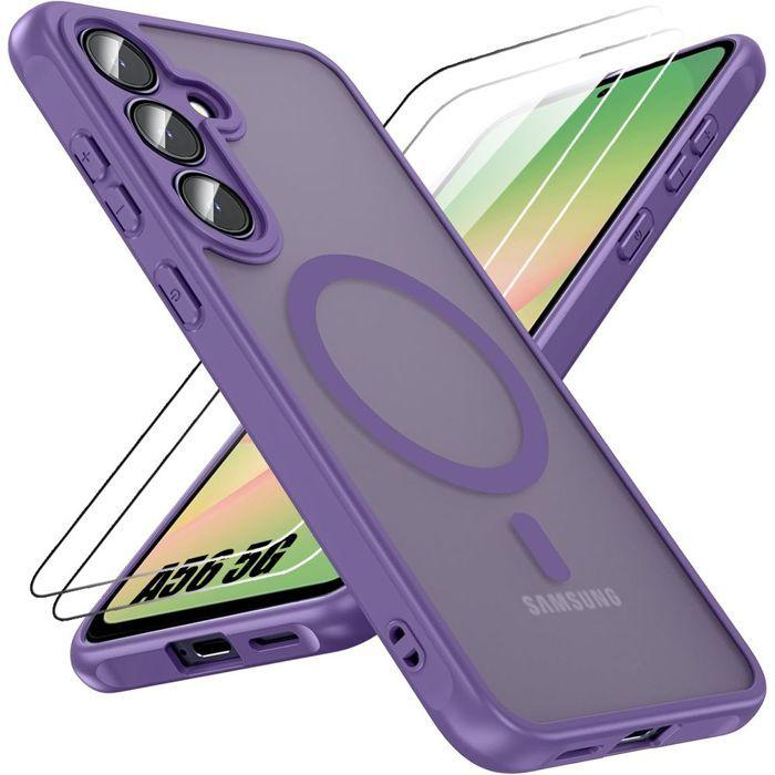 Coque de protection - BOOLING - Samsung Galaxy A56 5G - Violet - 2 Verres Trempés - Antichoc