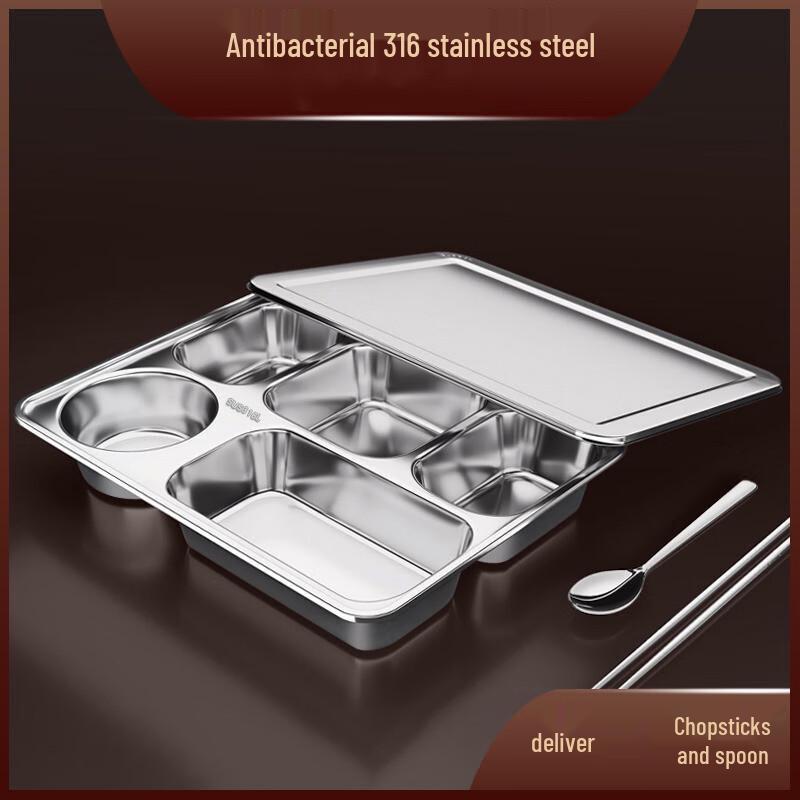 Yangge 316 Stainless Steel Deep 5-Compartment Meal Tray