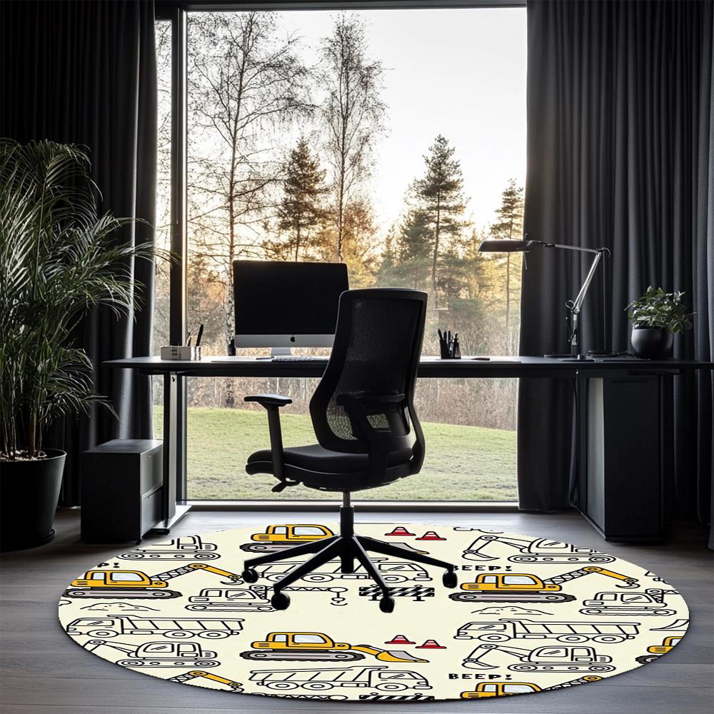 Graafmachine Bedrukte Ronde Vloerkleed Tapijt Stoelkleed Gebiedskleed Entree Deurmatten, voor Kantoorstoel Woonkamer Slaapkamer Keuken.