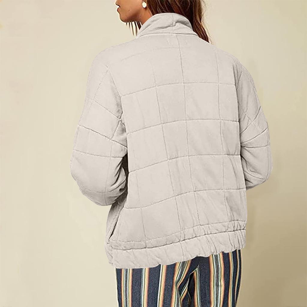 Women's Fashion Light Jacket Stand Collar Multicolor Zipper Button Coat