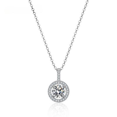 Sterling Silver S925 Women's Wedding Necklace D Color 1 Carat Moissanite Necklace Luxury Round Bag Pendant Fashion Jewelry