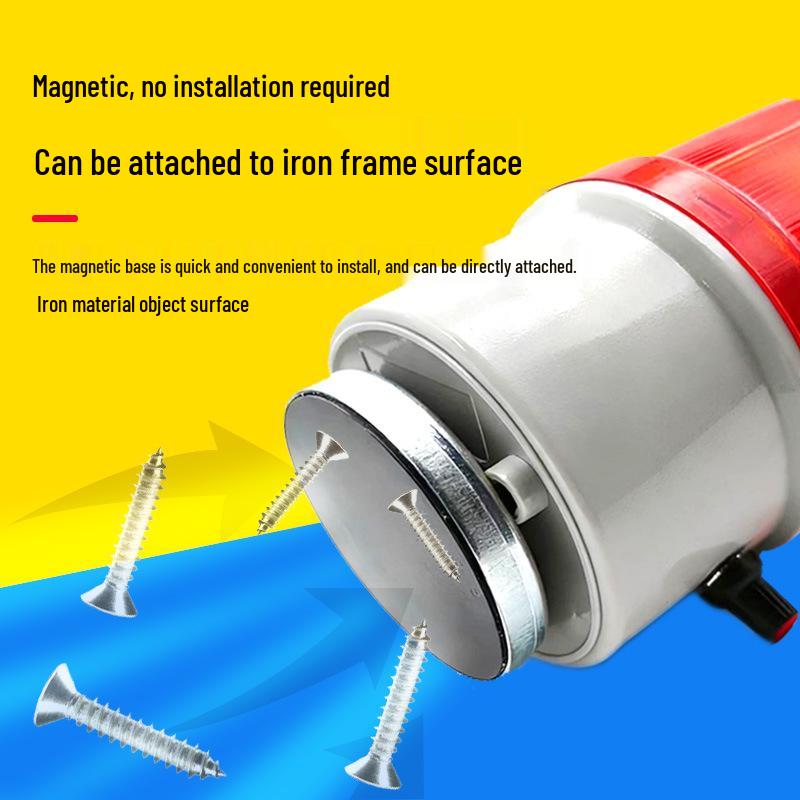 Adjustable Magnetic Rotating Alarm Light with Flashing and Sound, 12V/24V/220V
