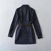 Women's Denim Belted Shirt Dress - Retro Lapel, Waist-Cinching, Hip-Hugging Short Skirt for Autumn/Winter
