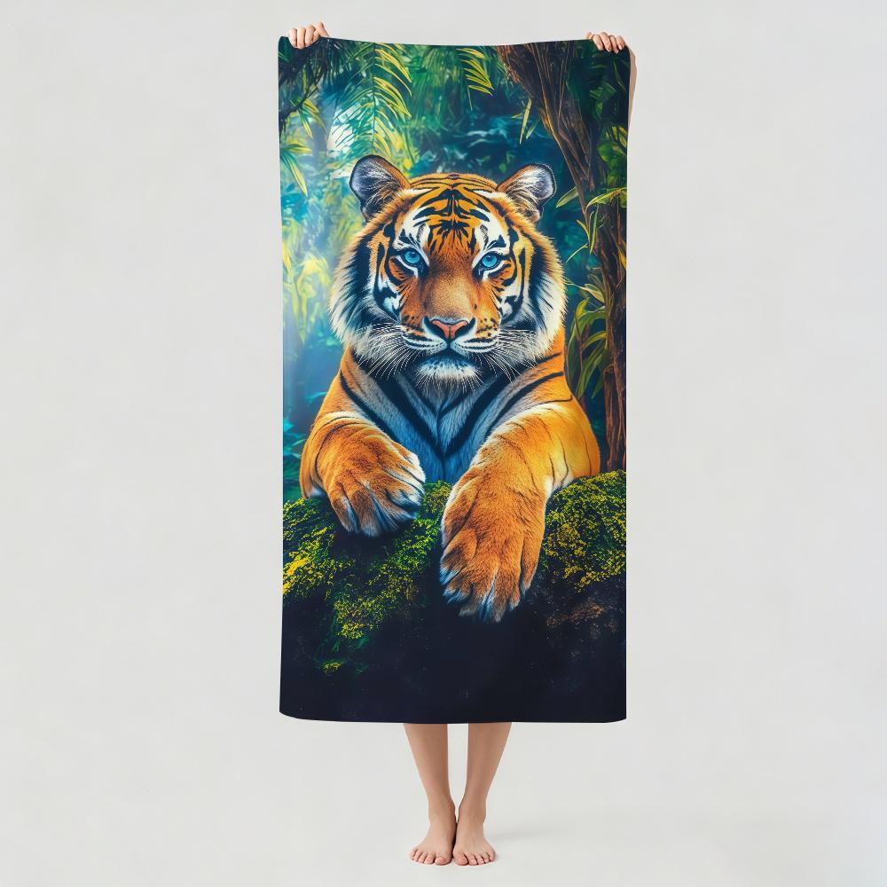 Modischer Druck Tiger Handtuch Trocknen Badehandtuch Anwendbar für Leichtes Schwimmen Camping Yoga Strand Aus