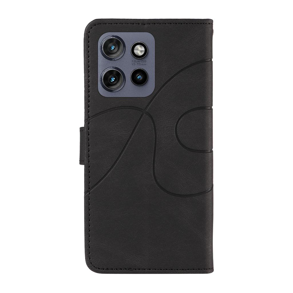 For Motorola Edge 50 Neo 5G/Moto S50 5G/Thinkphone 25 5G Case Stand Wallet Leather Phone Cover Curved Line Wrist Strap