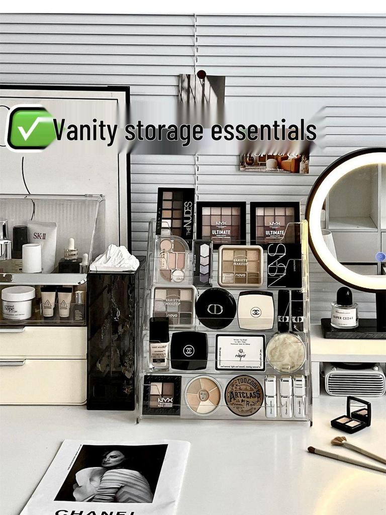Acrylic Tiered Display Rack for Skincare & Makeup Storage