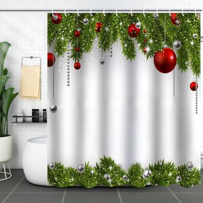 Bathroom Curtain Polyester Digital Printing Waterproof Shower Curtain Christmas Series Bathroom Partition