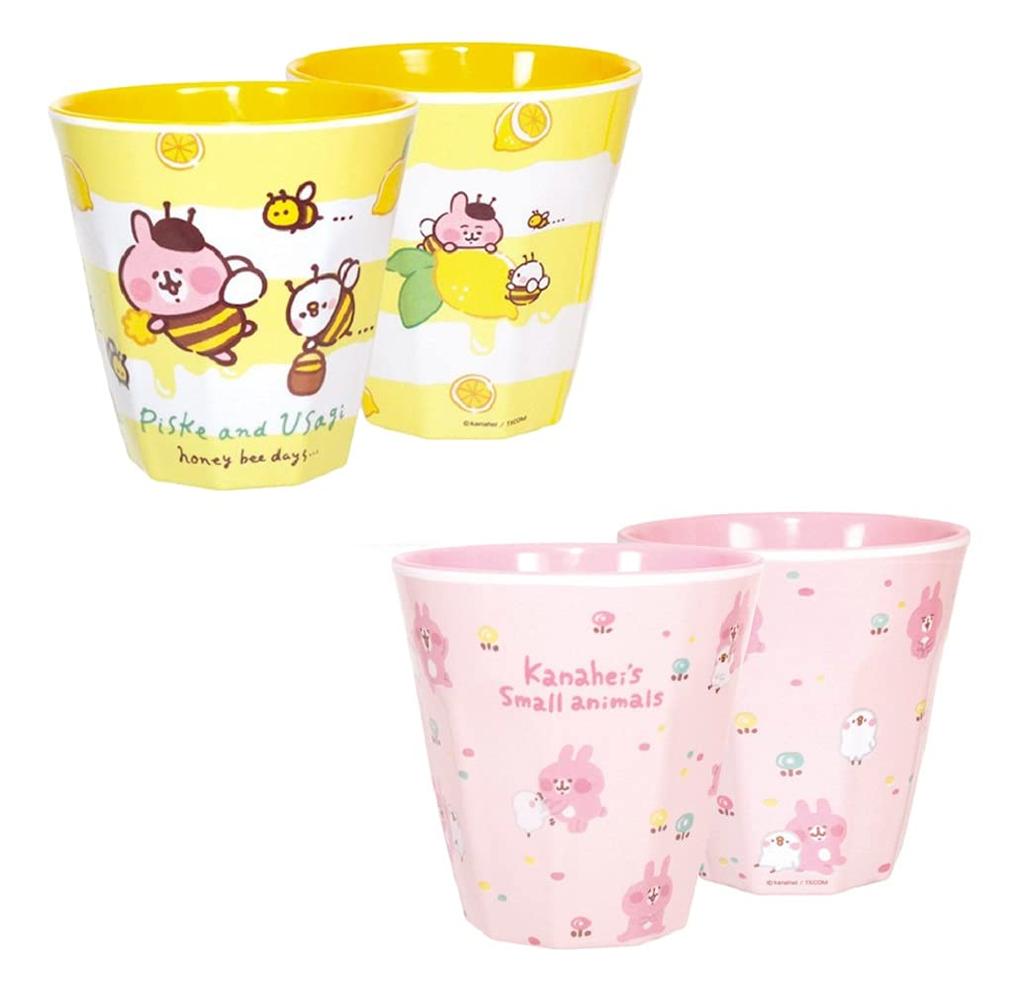 Small Animal Pisuke Rabbit Melamine Cup Set of 2 Designs Honeybee Rabbit and Pisuke Kanahei's & / & (All-Over Pink)