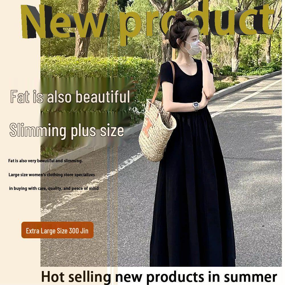 Plus Size High Waist Draping Slimming Long Skirt Dress for Chubby Girls - Casual and Versatile
