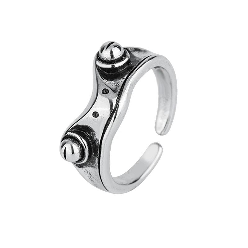 Retro Silver-Plated Frog Toad Ring - Punk Dark Style with Unique Design