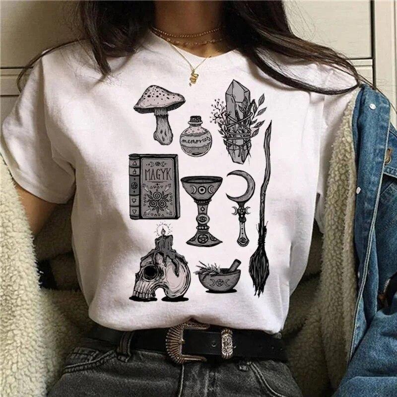 T-shirts Sweet Women Fashion Salem Print Aesthetic Clothes Graphic Unisex Tshirt Top Cartoon Lady Casual FeUnisex Tee Clothing Women