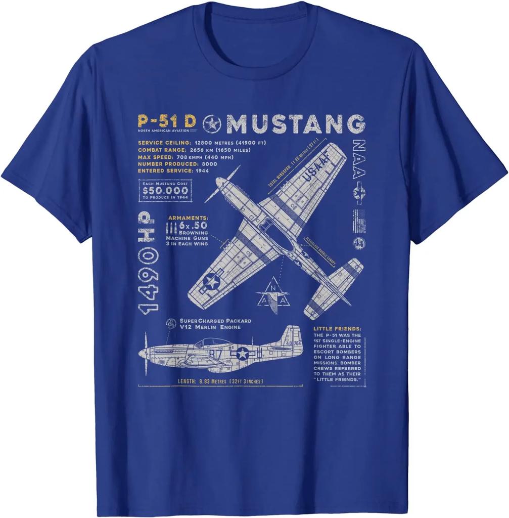 P-51 Mustang | North American Aviation Vintage Jaktplan Herr T-shirt Kort Casual 100% Bomullsskjortor
