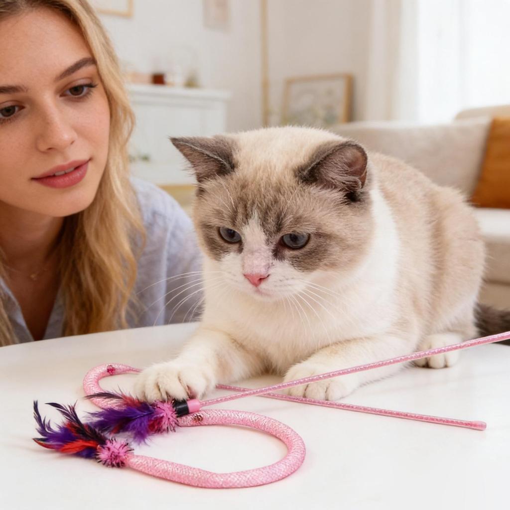 New elastic mesh cat teaser feather cat teaser stick snake-shaped sound-making toy cat interaction and entertainment pet supply