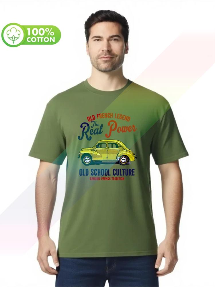 2026 New Hot Selling 100 Cotton Unisexs Tshirt VINTAGE FRENCH CAR 4CV YELLOW S3XL Tops Tees