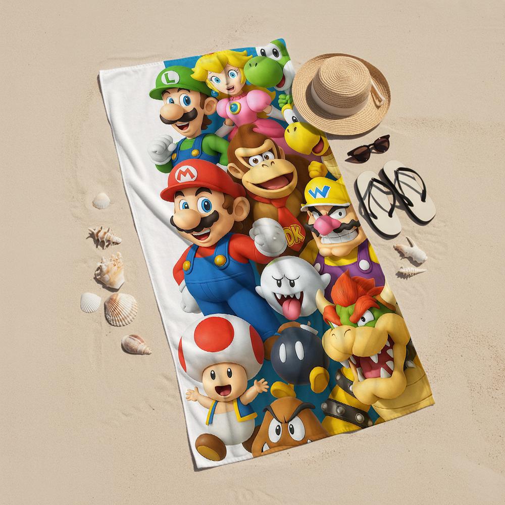 Red World M-Marios Microfiber Quick Dry Beach Towel Cute Cartoon Anime Absorbent Soft Bath Towel for Travel Adult Kids