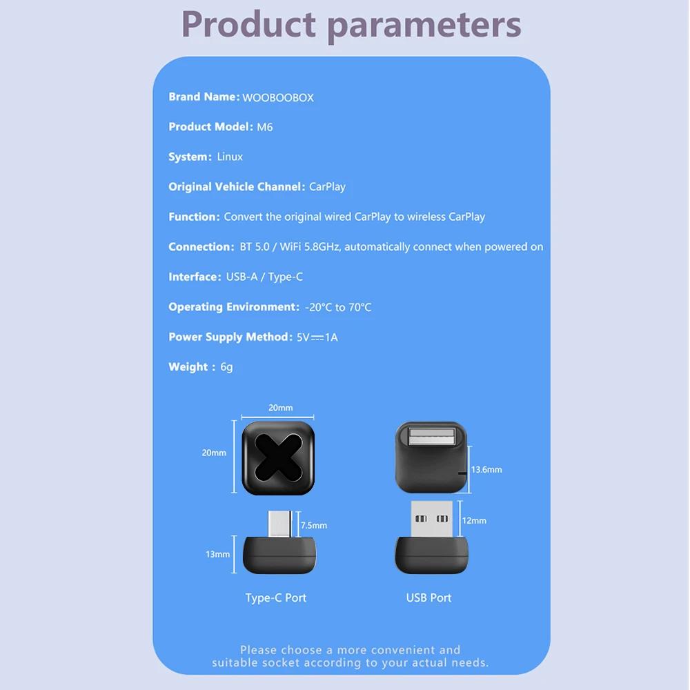 5.8Ghz 2 IN 1 Wired to Wireless CarPlay Android Auto Adapter Smart Mini Box Plug & Play For VW Toyota Nissan Honda Ford Benz