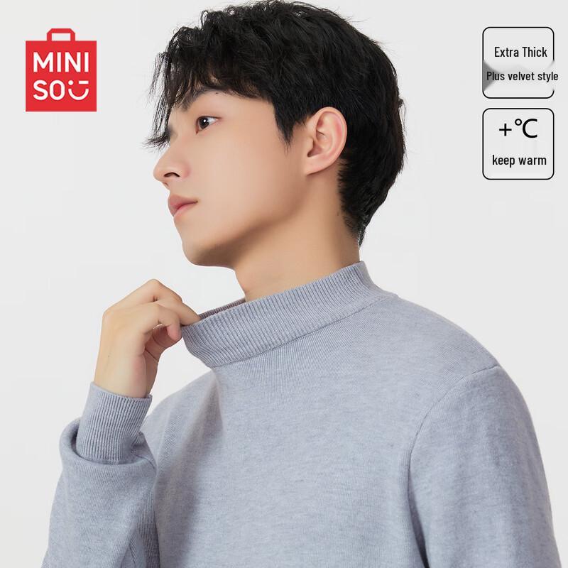 MINISO Men s Winter Fleece Lined Turtleneck Sweater L