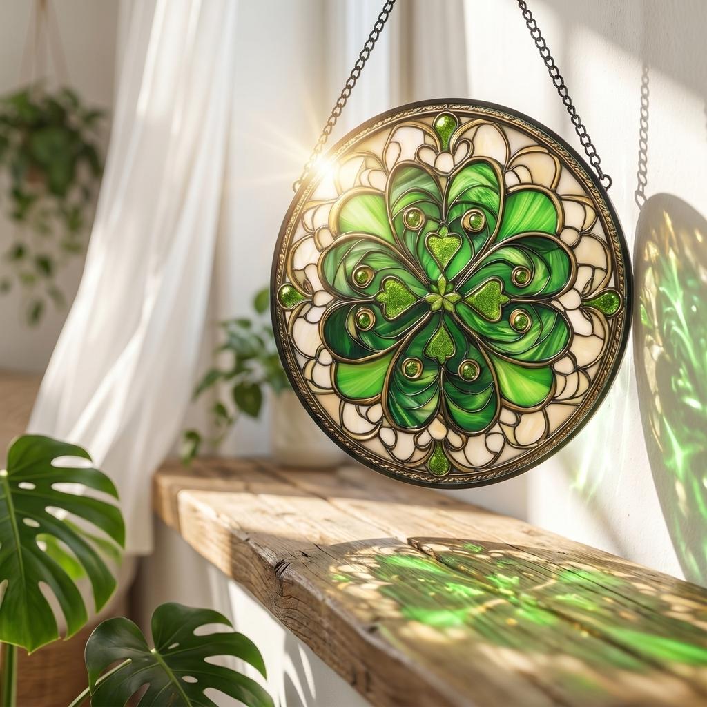 Acryl Zonnevanger Hangend Ornament 2D Glas-in-lood Stijl Decoratief Raamhangertje met Ketting voor Binnen Buiten Gebruik