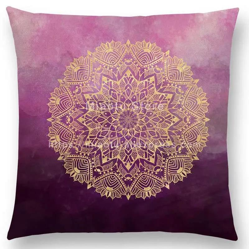 Neuer verträumter Regenbogen Boho Wüstenblume Wunderschöne Goldene Mandalas Savanne Fantasie Gelassenheit Drucke Kissenbezug Sofakissenbezug